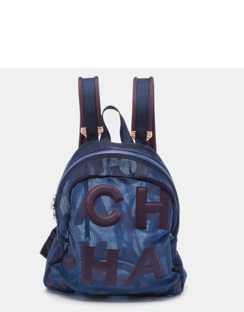 Chanel Blue/Pink Mesh Logo Backpack