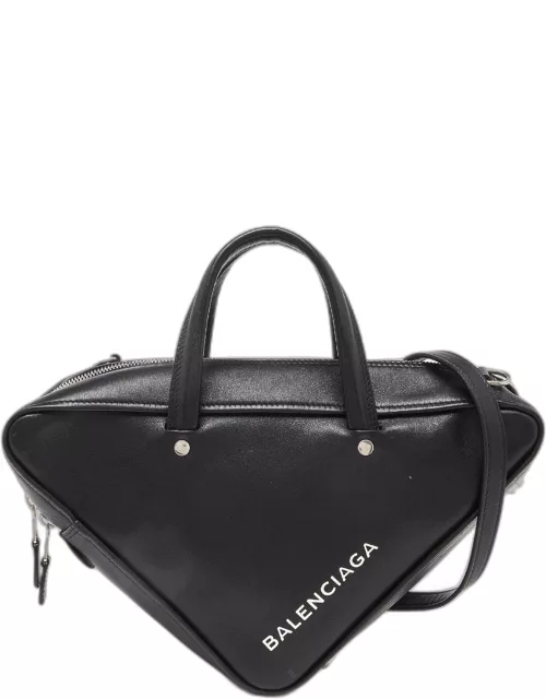 Balenciaga Black Leather Small Triangle Duffle Bag