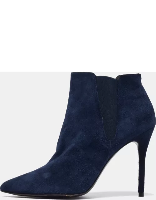 Stuart Weitzman Navy Blue Suede Ankle Length Boot