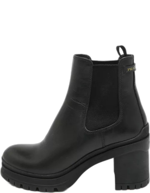 Prada Black Leather Ankle Length Boot