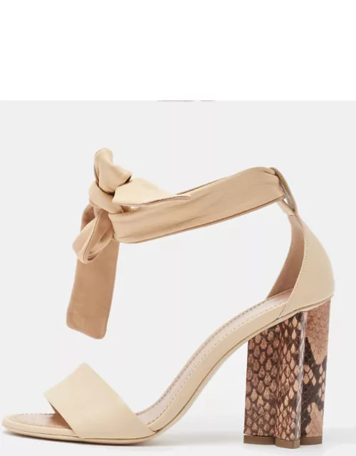 Louis Vuitton Beige Leather Ankle Tie Sandal