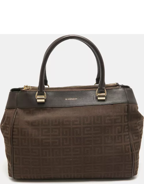 Givenchy Dark Brown Signature Canvas and Leather Double Zip Tote
