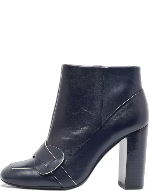 Tory Burch Navy Blue Leather Ankle Boot