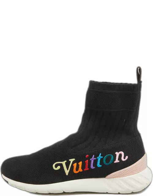 Louis Vuitton Black Stretch Fabric High Top Sneaker