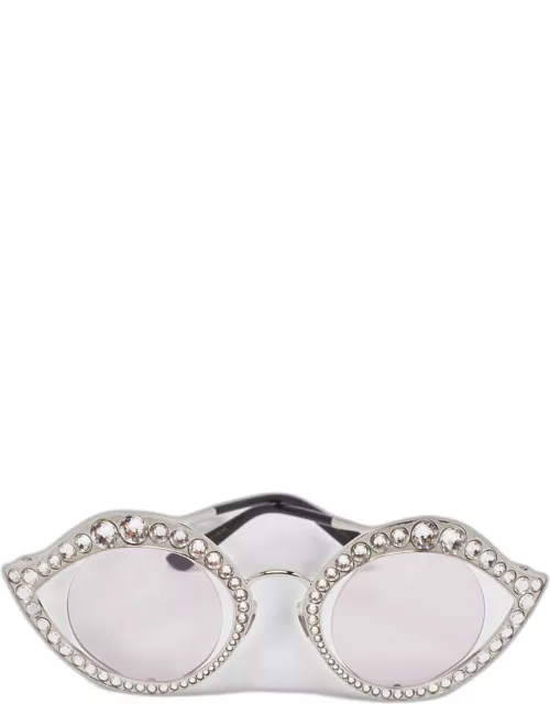 Gucci Lilac/Silver GG0046S Crystals Eye Round Sunglasse