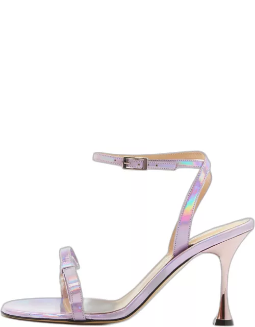 Mach & Mach Purple Iridescent Leather French Bow Sandal