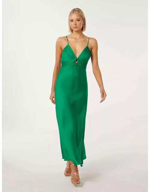 Forever New Women's Cassia Satin Cut-Out Dress in Green