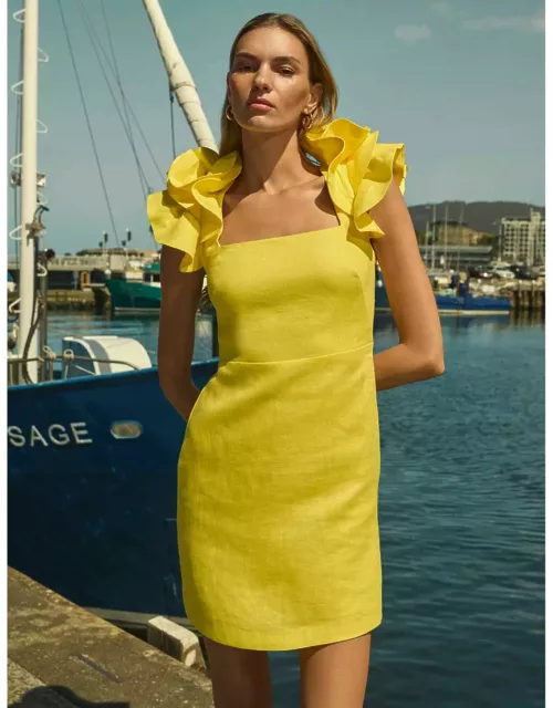 Forever New Women's Mackenzie Ruffle-Sleeve Mini Dress in Citrus Zest