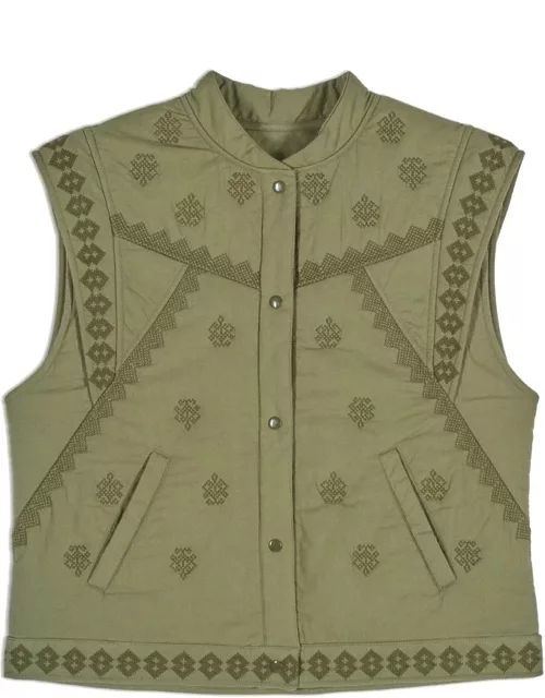 Ba & sh Mina Sleeveless Cotton Jacket - Kaki