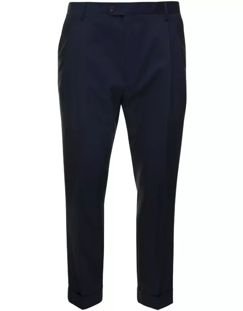 Reveres 1949 Blue Tailored Trousers In Wool Blend Man