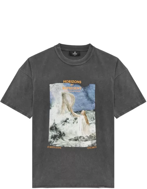 Represent Higher Truth Printed Cotton T-shirt - Black