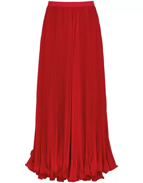 Balmain Plissé Maxi Skirt - Red - 40 (UK12 / M)