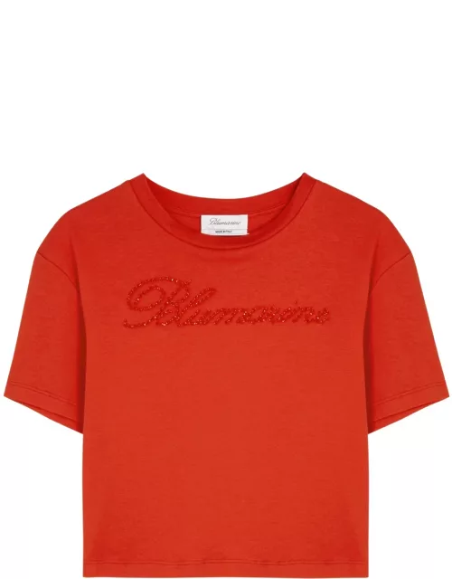 Blumarine Logo-embellished Cotton T-shirt - Red - L (UK14 / L)