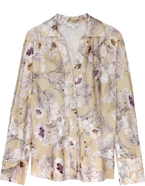 Vince Floral-print Silk-satin Shirt - Gold - L (UK14 / L)