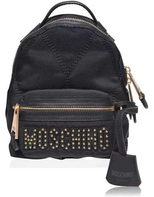 MOSCHINO Nylon Quilted Letter Backpack - Black