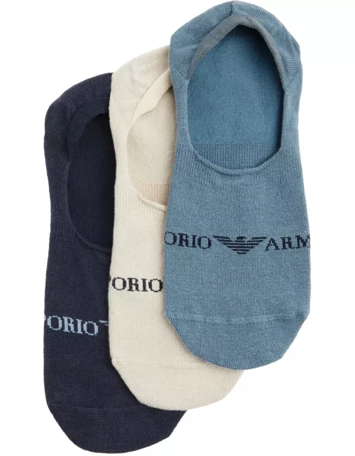 Emporio Armani Logo Cotton-blend Trainer Socks - set of Three - Blue - S/M S/