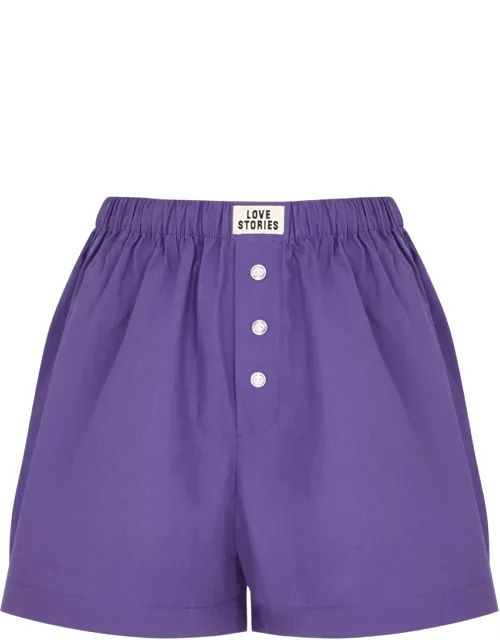 Love Stories James Cotton-poplin Shorts - Purple