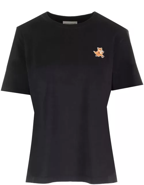 Maison Kitsuné Black T-shirt With Speedy Fox Patch