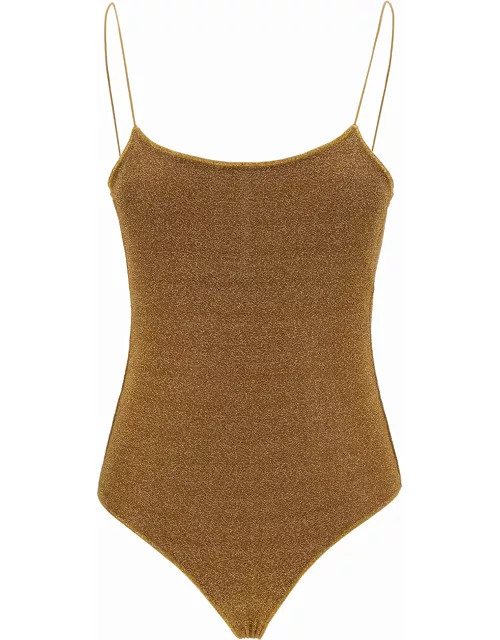 Oseree lumière Maillot Gold Swimsuit With Open Back In Lurex Woman