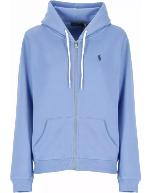 Logo Embroidered Zipped Drawstring Hoodie Polo Ralph Lauren