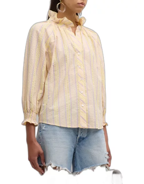Fiona Striped Seersucker Cotton Shirt