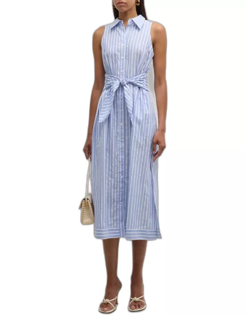 Ellis Striped Cotton Dobby Midi Shirtdres