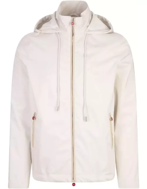 Kiton Lightweight Jacket In White Technical Fabric