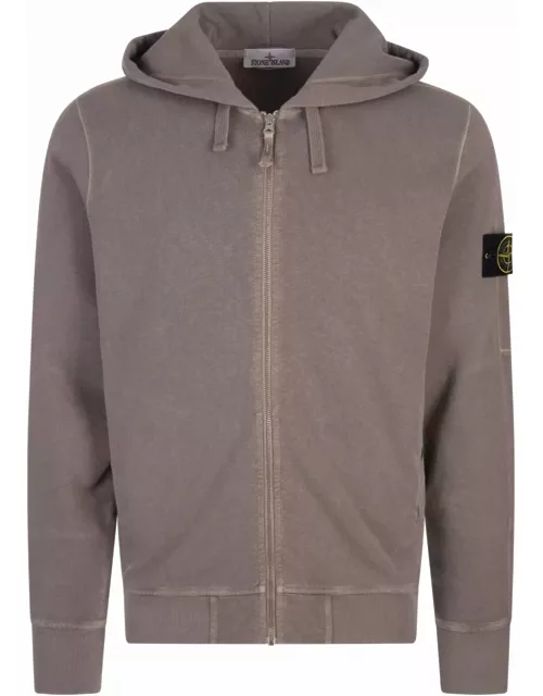 Stone Island Dove Zip-up Hoodie With old Treatment