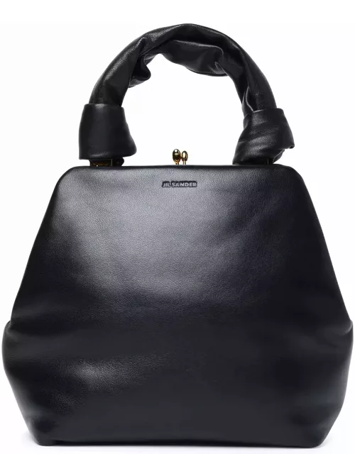 Jil Sander goji Square Small Black Leather Bag