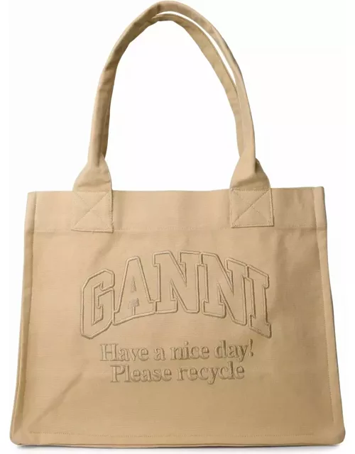 Ganni easy Cream Recycled Cotton Shopping Bag