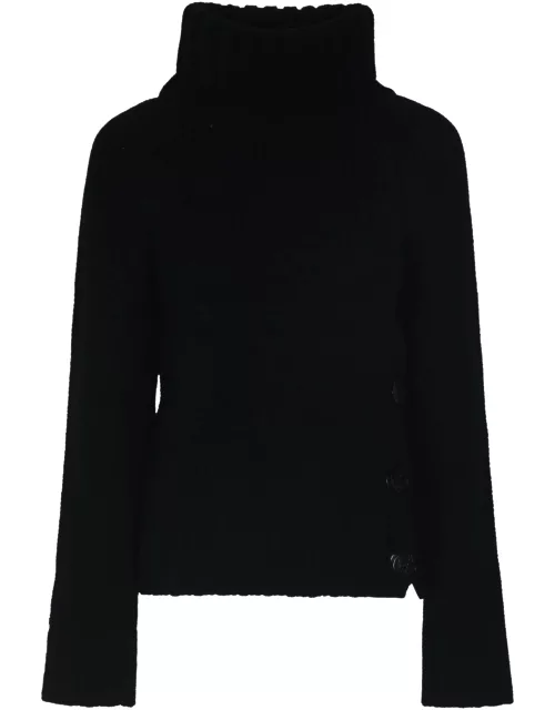 Aspesi Button Embellished Roll Neck Knit Pullover