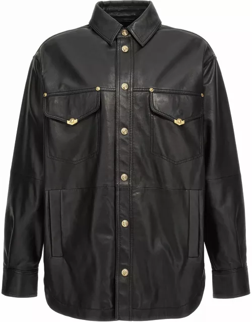 Versace Jeans Couture Logo Button Leather Jacket