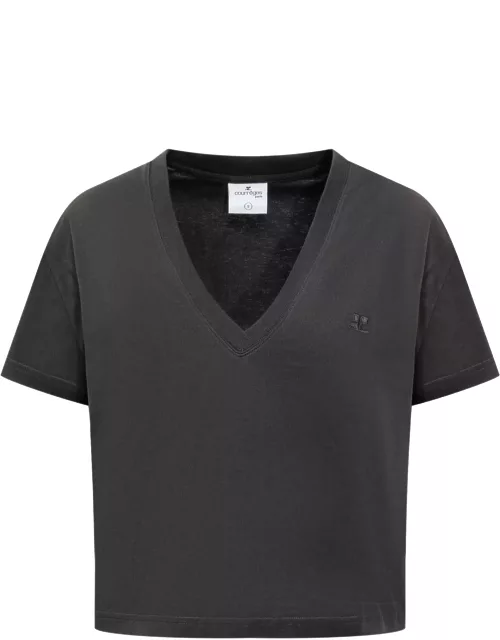 Courrèges Cropped T-shirt V-neck