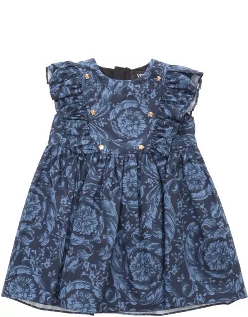 Versace Blue Dress With Baroque Print