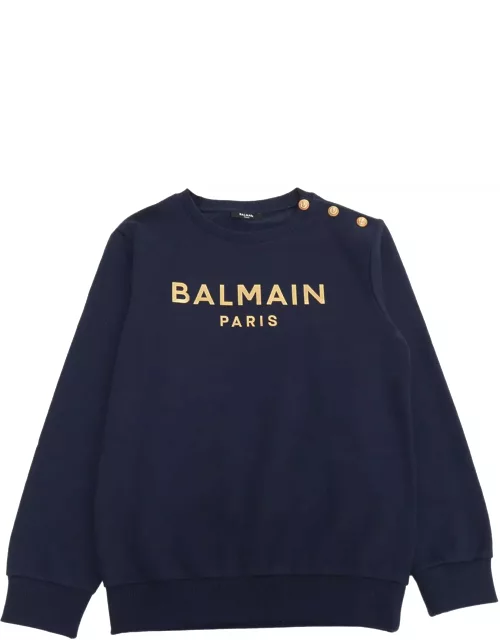 Balmain Blue Sweatshirt With Logo