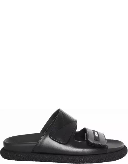 Versace Black Leather Slipper