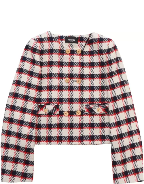 Versace Tartan Patterned Tweed Jacket