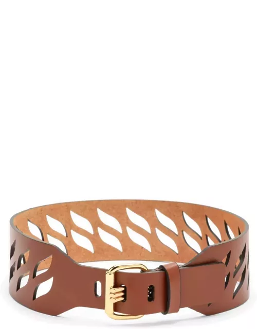 Etro Brown Perforated Leather Belt