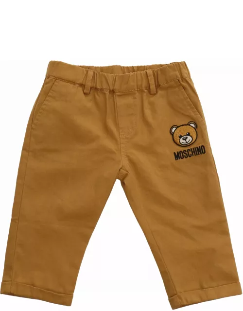 Moschino Brown Trousers With Logo