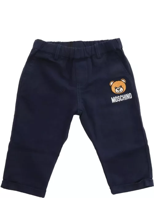 Moschino Blue Trousers With Logo