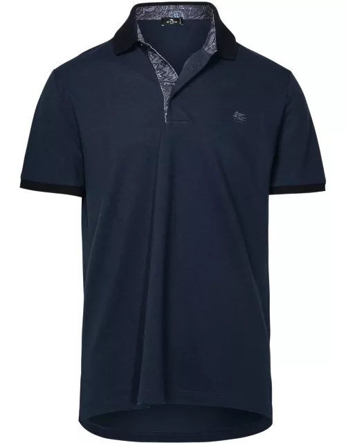 Etro Polo Shirt In Blue Cotton