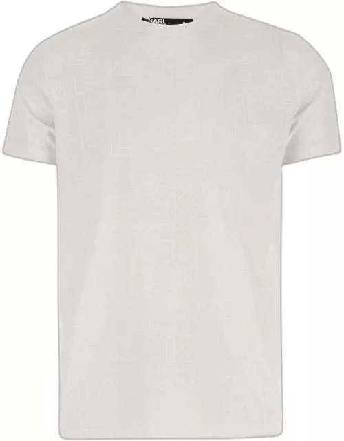 Karl Lagerfeld Cotton T-shirt With All-over Logo