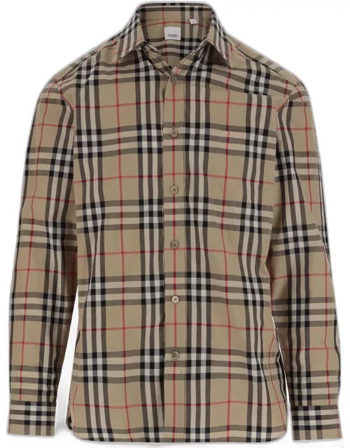 Burberry Cotton Poplin Shirt With Check Pattern