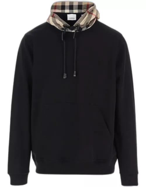 Burberry Cotton Hoodie With Check Pattern