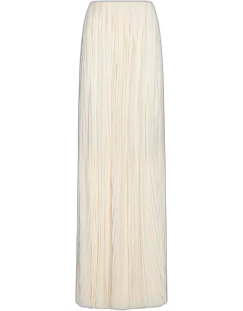 Saint Laurent Pleated Viscose Long Skirt