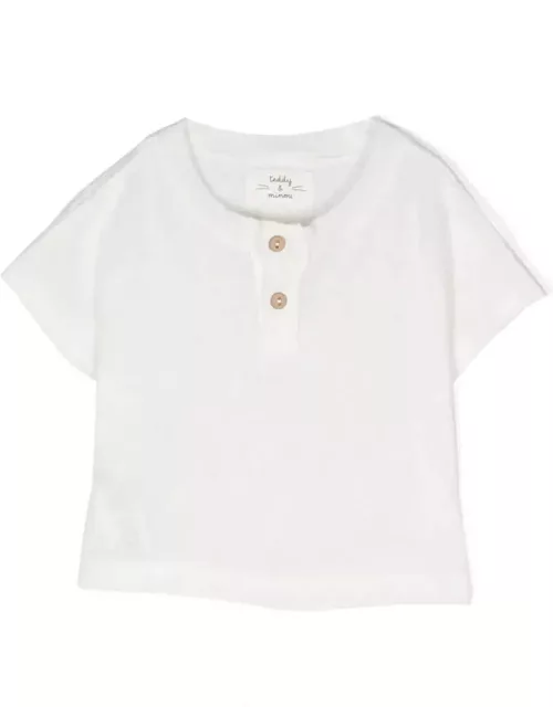 Teddy & Minou White T-shirt With Button