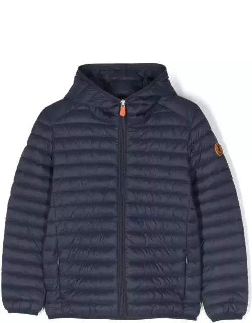 Save the Duck Plumtech Hooded Down Jacket In Navy Blue