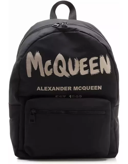 Alexander McQueen Black metropolitan Graffiti Backpack