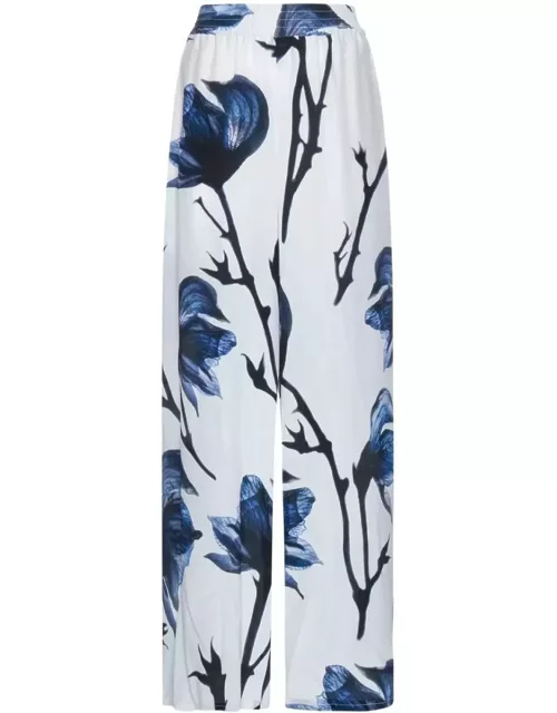 Alexander McQueen Floral Print Wide-leg Pant