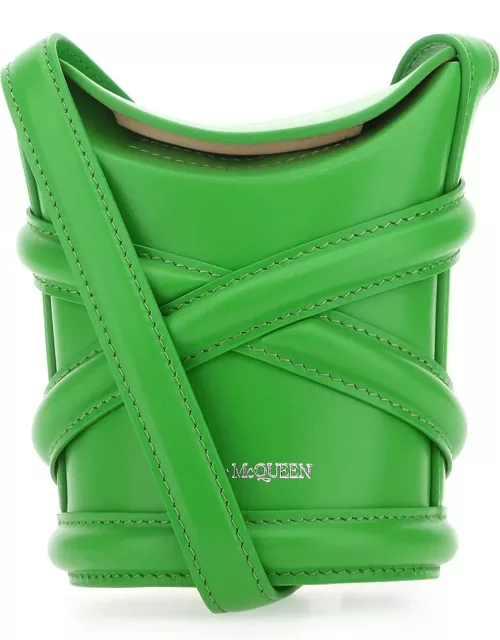 Alexander McQueen Grass Green Leather Mini The Curve Bucket Bag